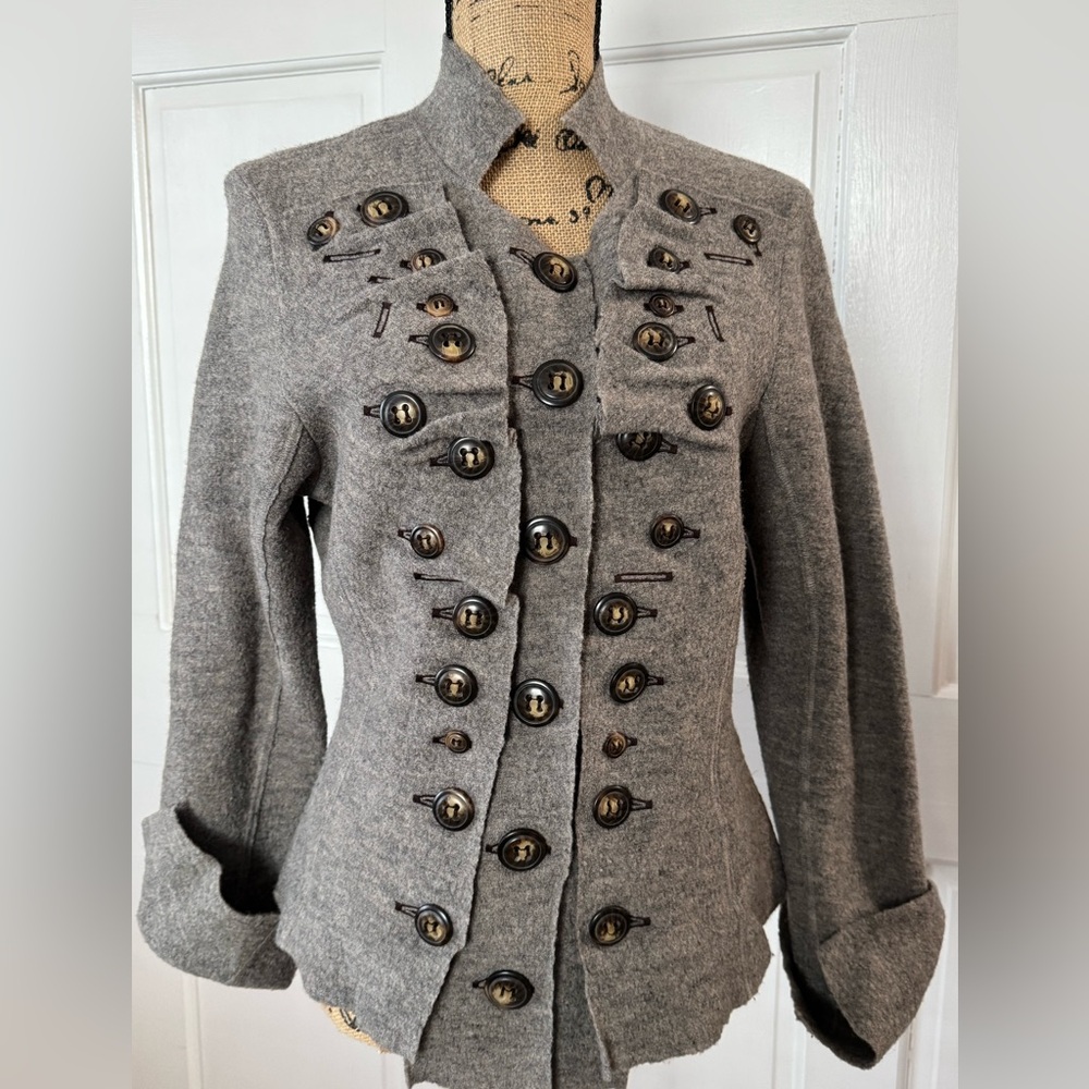 Elegant Gray Military Style Women's Jacket